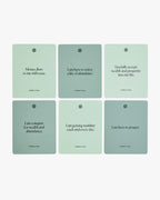 Six example financial abundance affirmation cards laid out together.
