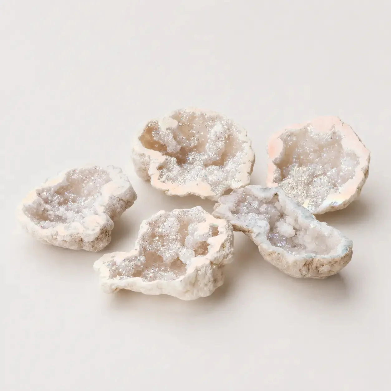 LumaStone natural white electroplated hollow agate crystal geode freeform crystal decor for home.
