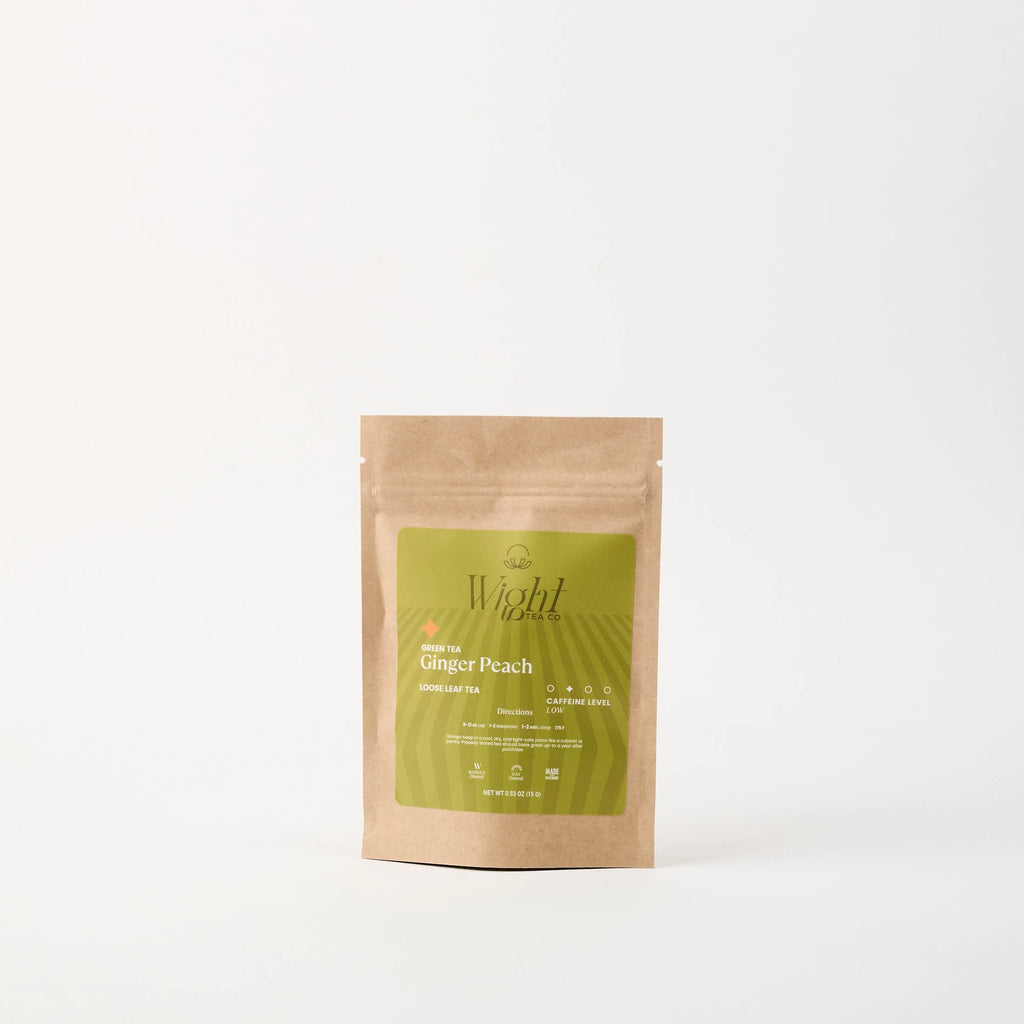 Ginger Peach Green Tea sampler loose-leaf package
