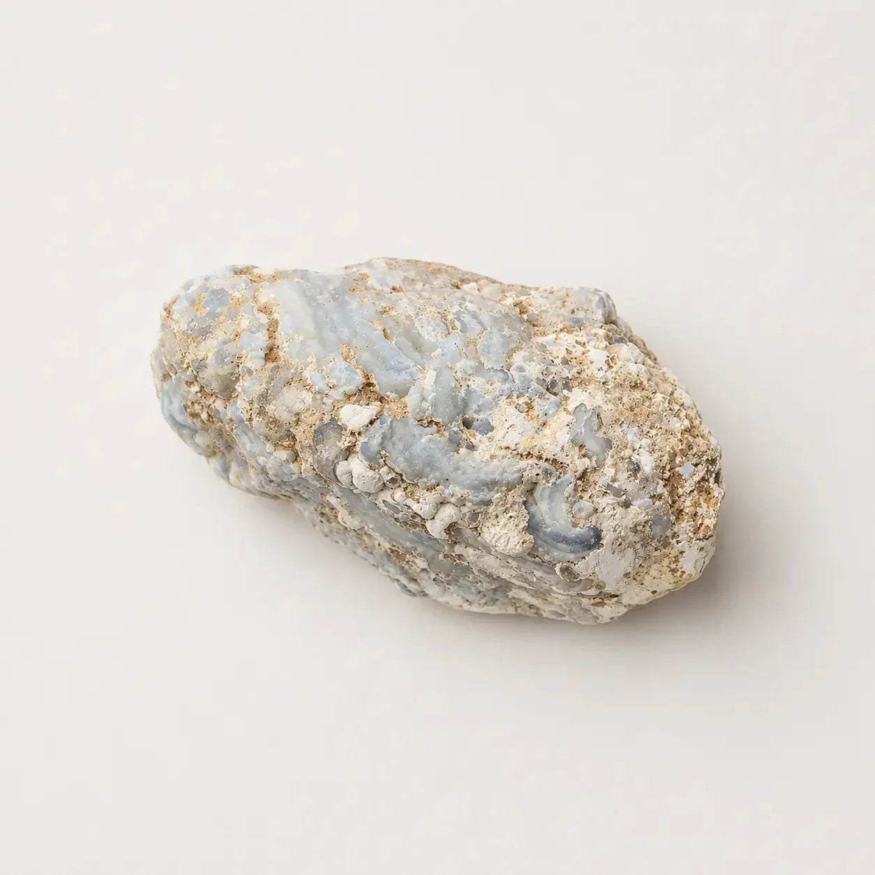 LumaStone Agate Crystal Cave Ornament, a raw light blue and beige decorative crystal.