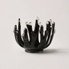 StillAura Glass Lotus Candle Holder: elegant clear glass candlestick, a beautiful home fragrance accessory.
