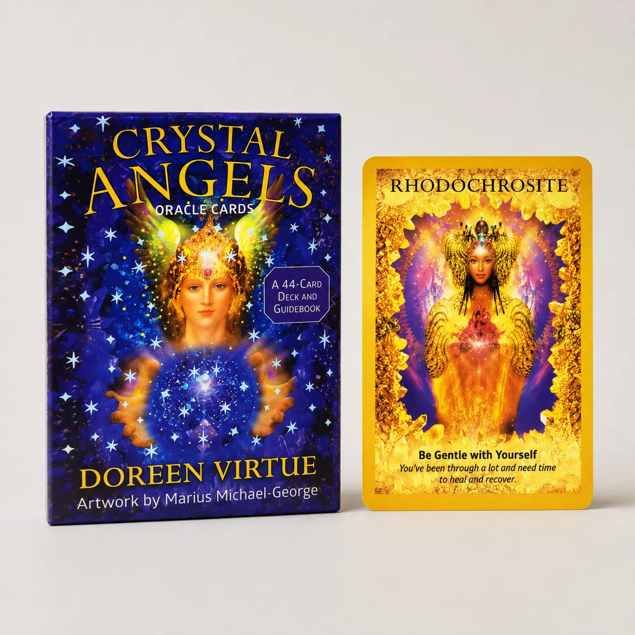 Moonveil Crystal Angels Oracle Cards, 44-card divination deck featuring beautiful angel artwork for spiritual guidance.