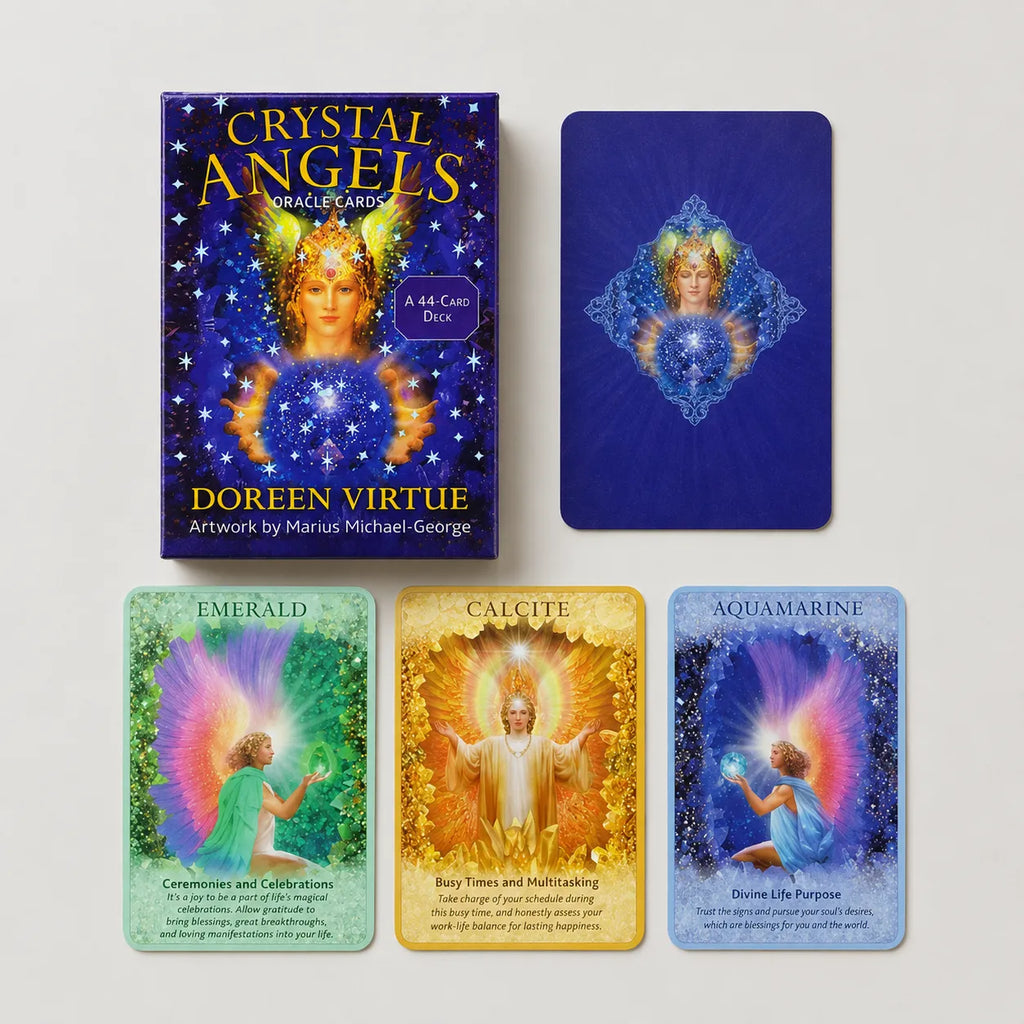 Moonveil Crystal Angels Oracle Cards, a 44-card angel oracle deck for divination.