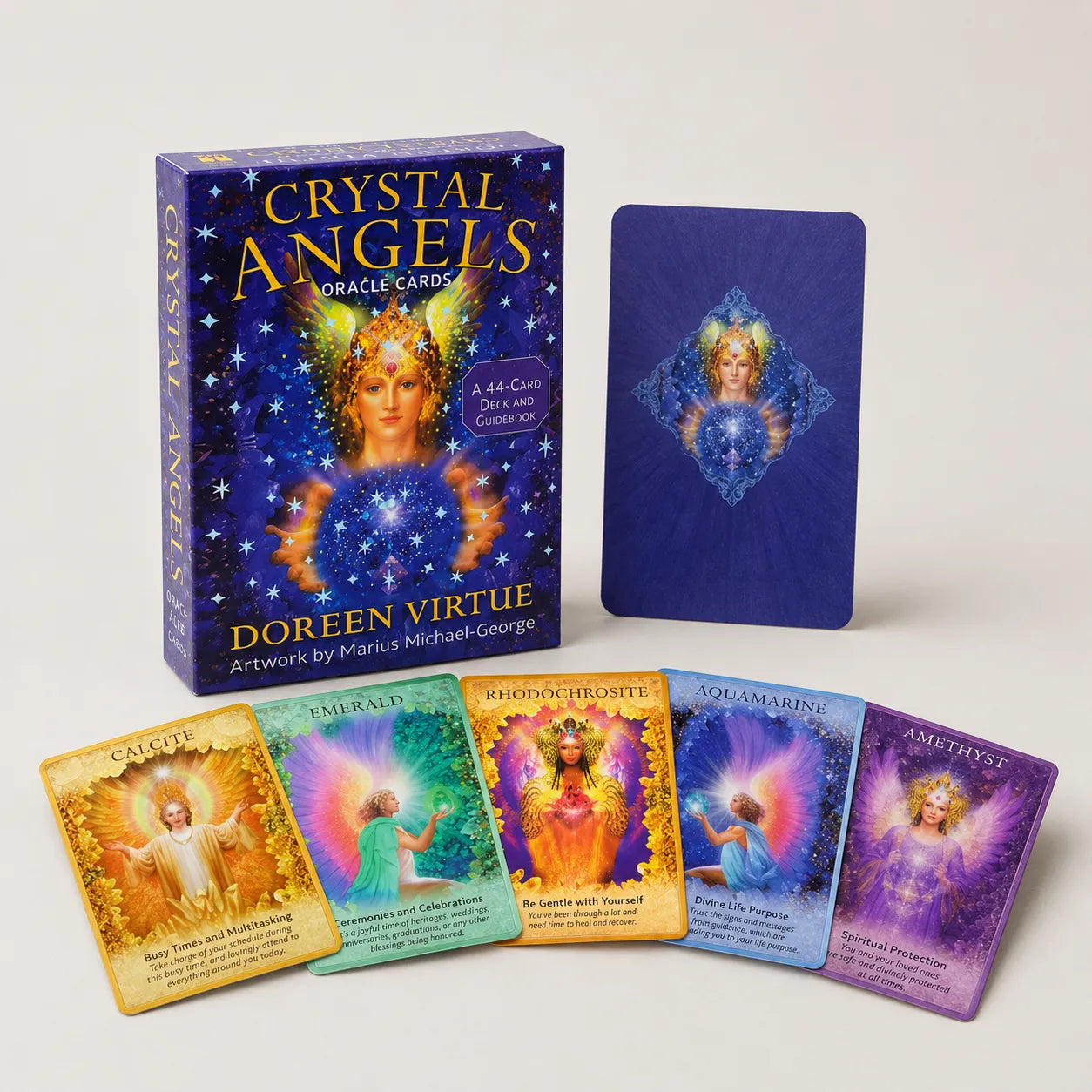 Moonveil Crystal Angels Oracle Cards, a 44-card angel oracle deck with ethereal illustrations for divination.