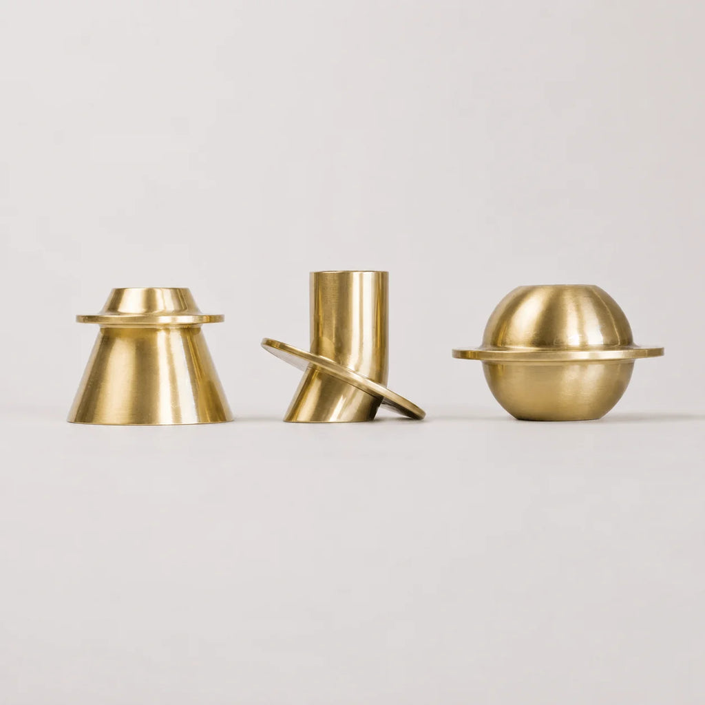StillAura copper geometric candle holder, a modern table decoration and candlestick ornament.