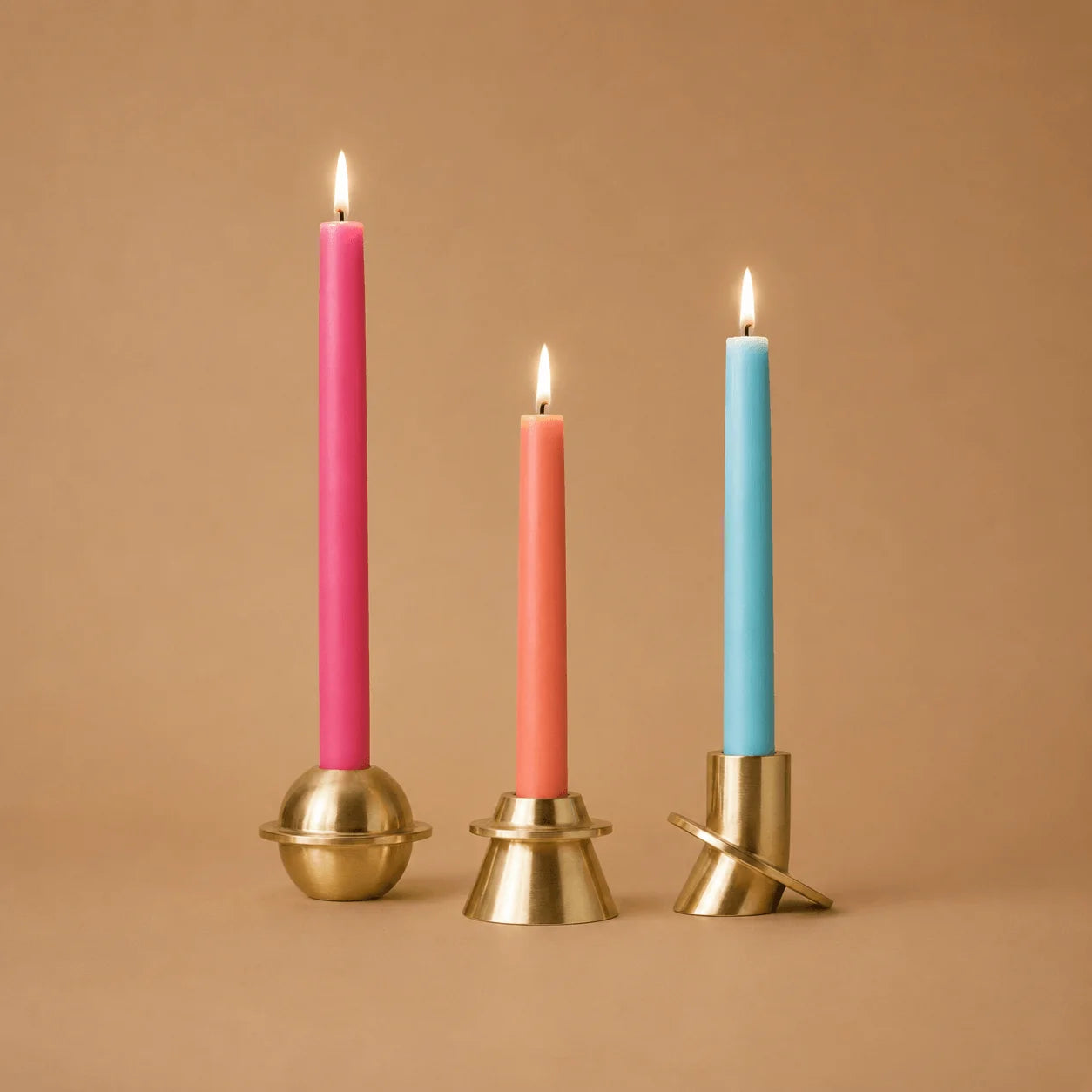 StillAura copper geometric candle holder, a modern table decoration and candlestick ornament.