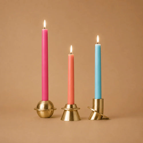 StillAura copper geometric candle holder, a modern table decoration and candlestick ornament.