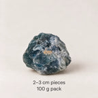 LumaStone blue fluorite rough, representative 2–3 cm pieces option in a 100 g pack