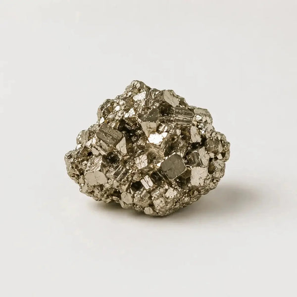 LumaStone raw natural pyrite stone ornament, a sparkling metallic gold crystal raw stone decorative object.