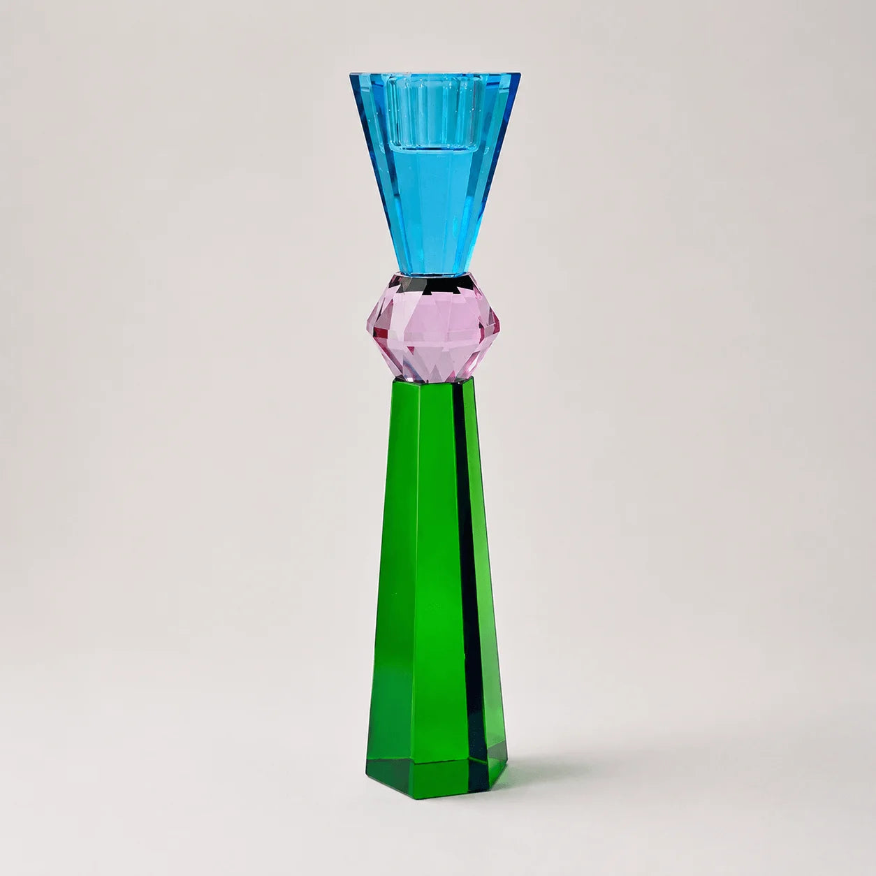 StillAura multicolored crystal block candle holder, European style cup candle decor, shimmering light display.