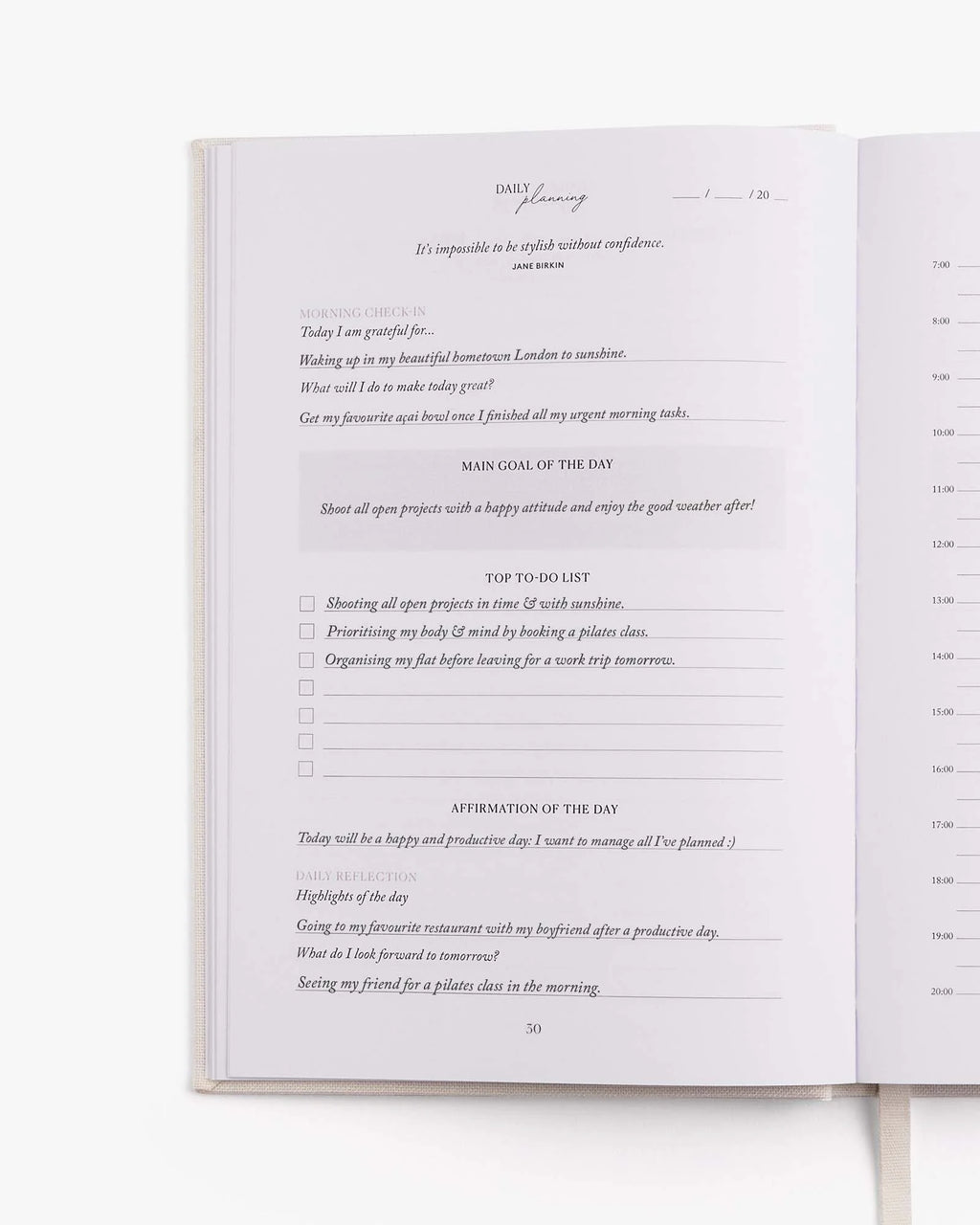 Intelligent Change LIFE&Style Planner planning section detail