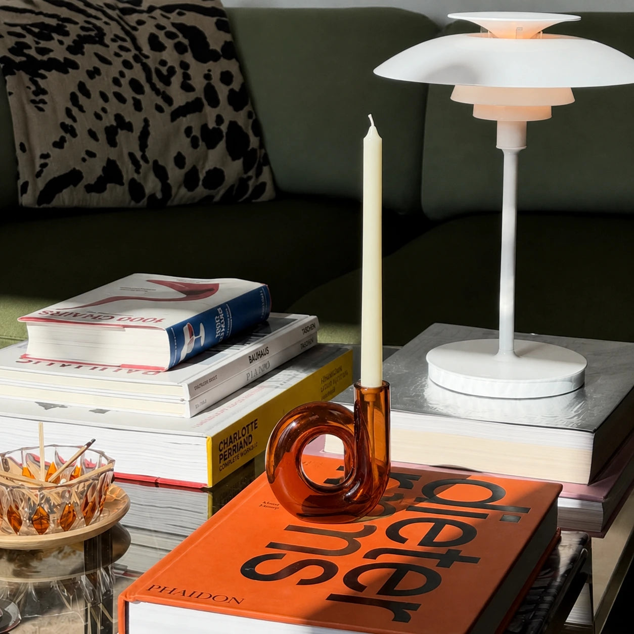 StillAura Nordic glass candle holder, transparent coffee branch design, perfect for home decor.
