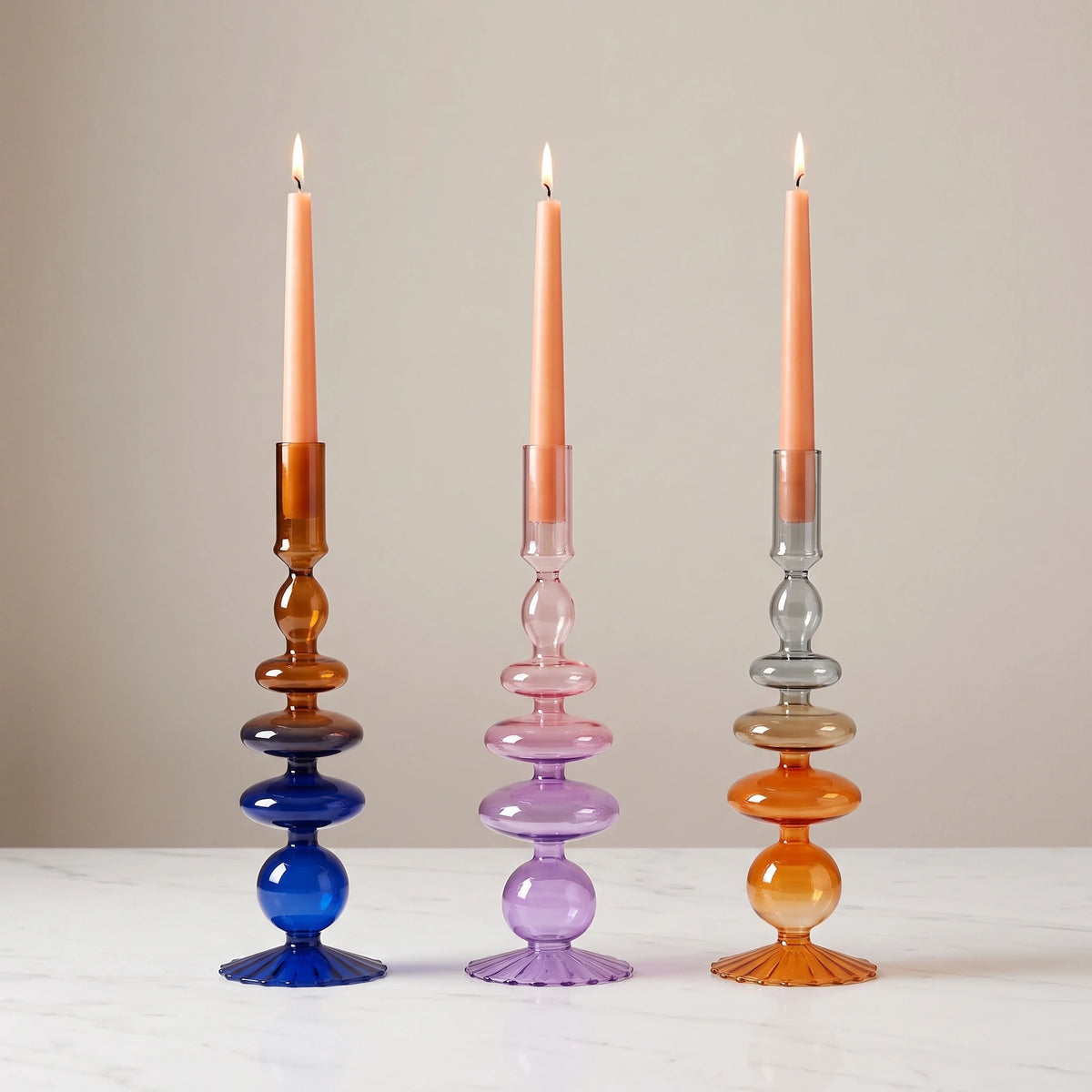 StillAura Airbrushed Glass Candle Holder, a minimalist decorative accessory for elegant home decor.
