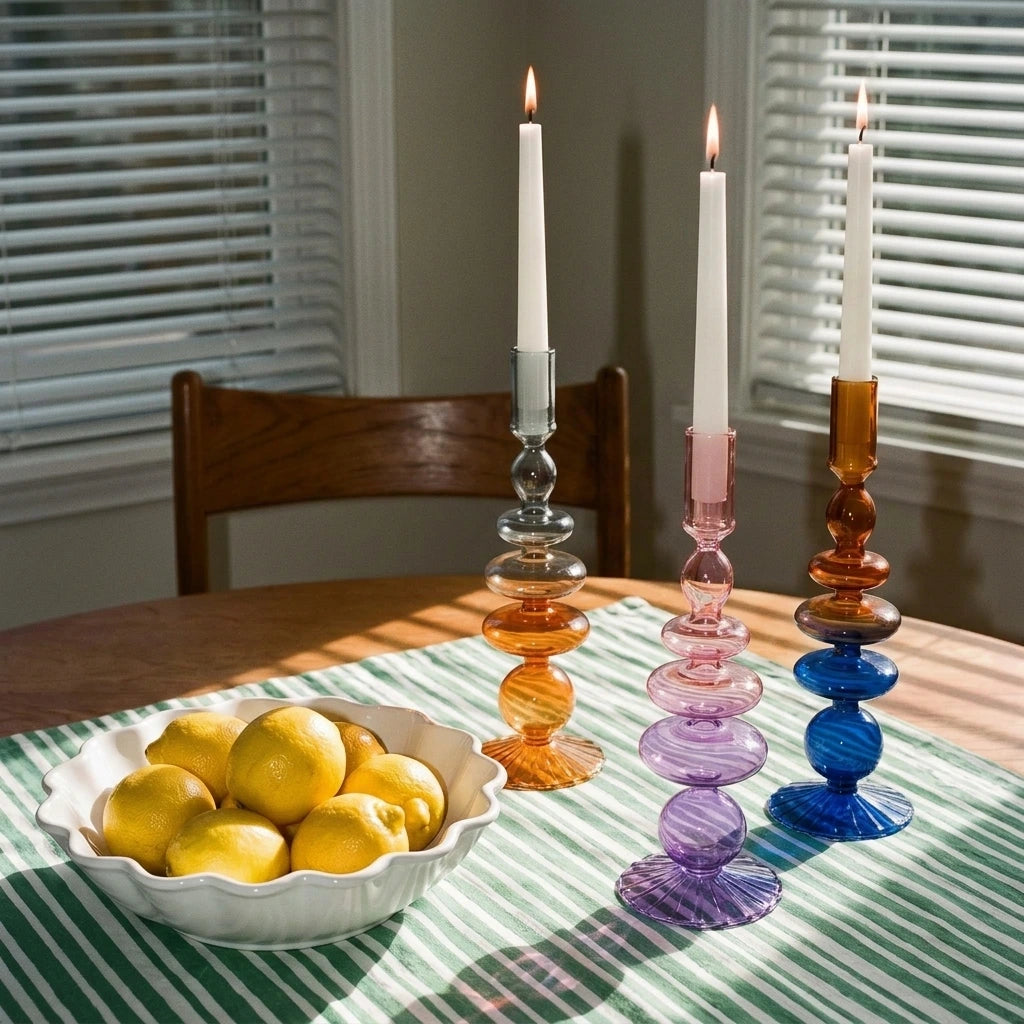 StillAura airbrushed glass candle holder, elegant minimalist decor for a subtle glow.