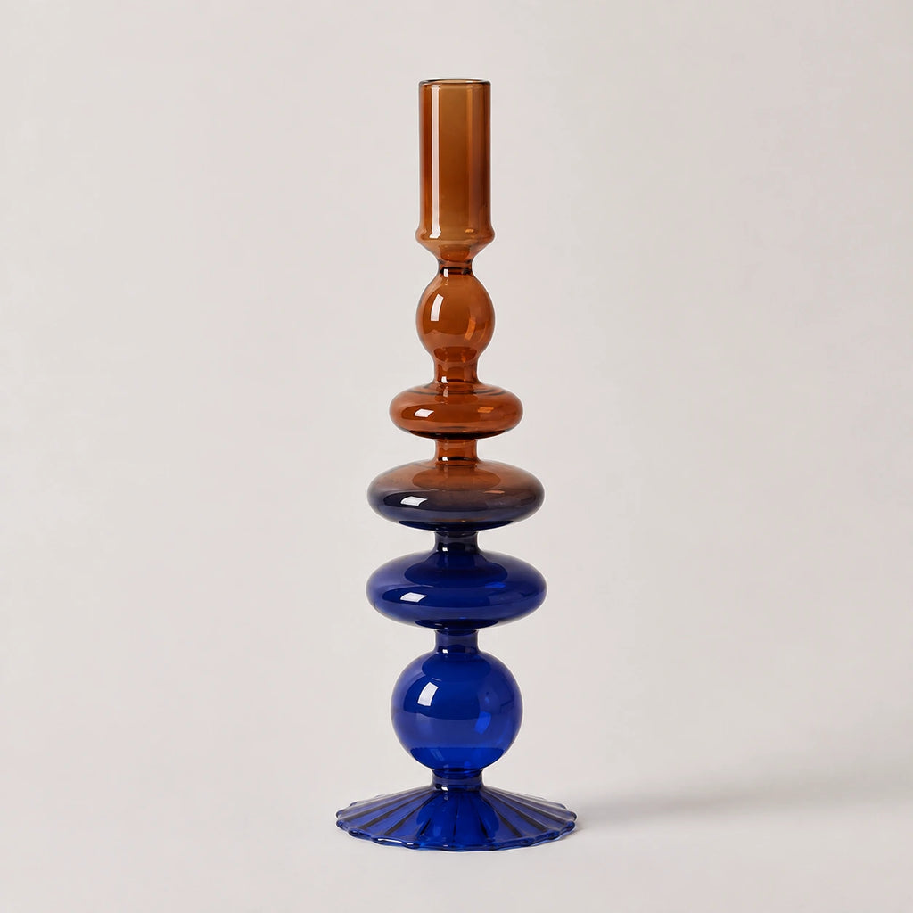StillAura airbrushed glass candle holder, featuring a sleek, minimalist design, perfect decorative candle accessory.