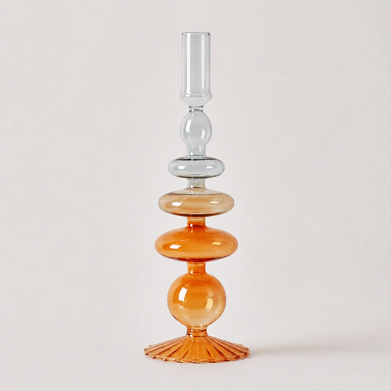 StillAura airbrushed glass candle holder, perfect for minimalist decor. Decorative candle accessory.