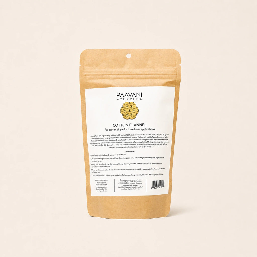 Paavani Ayurveda Organic Cotton Flannel folded for castor oil pack rituals