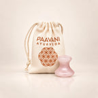 Rose quartz facial massage tool with included cloth drawstring pouch