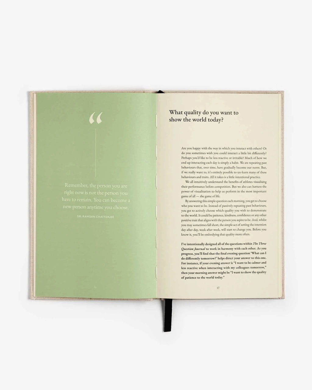 Intelligent Change Three Question Journal held in hand