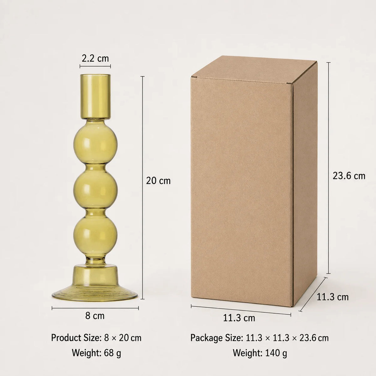 StillAura borosilicate glass candle holder, elegant clear glass candlestick for modern home decor.