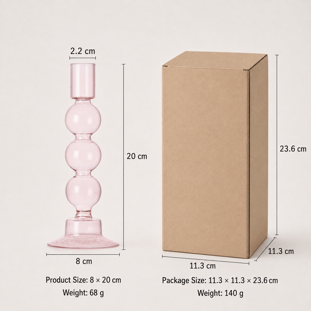 StillAura borosilicate glass candle holder, clear decorative glass candlestick for elegant home decor.