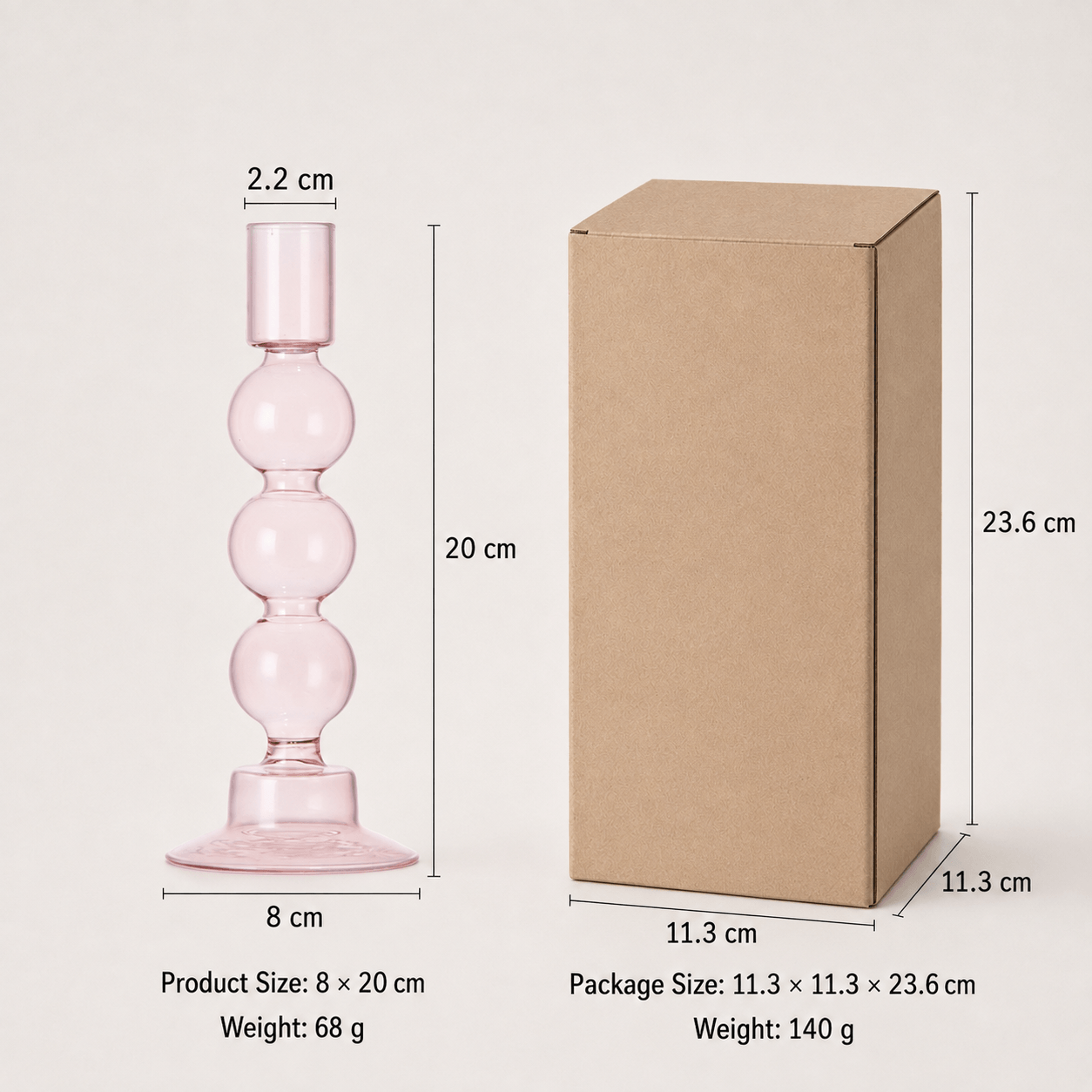 StillAura borosilicate glass candle holder, clear decorative glass candlestick for elegant home decor.