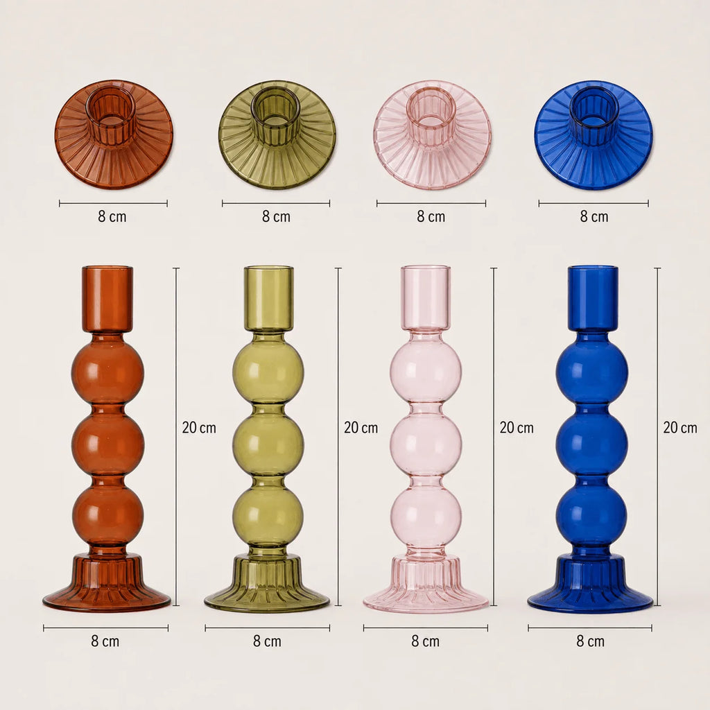 StillAura borosilicate glass candle holder, a clear decorative candlestick perfect for home decor.