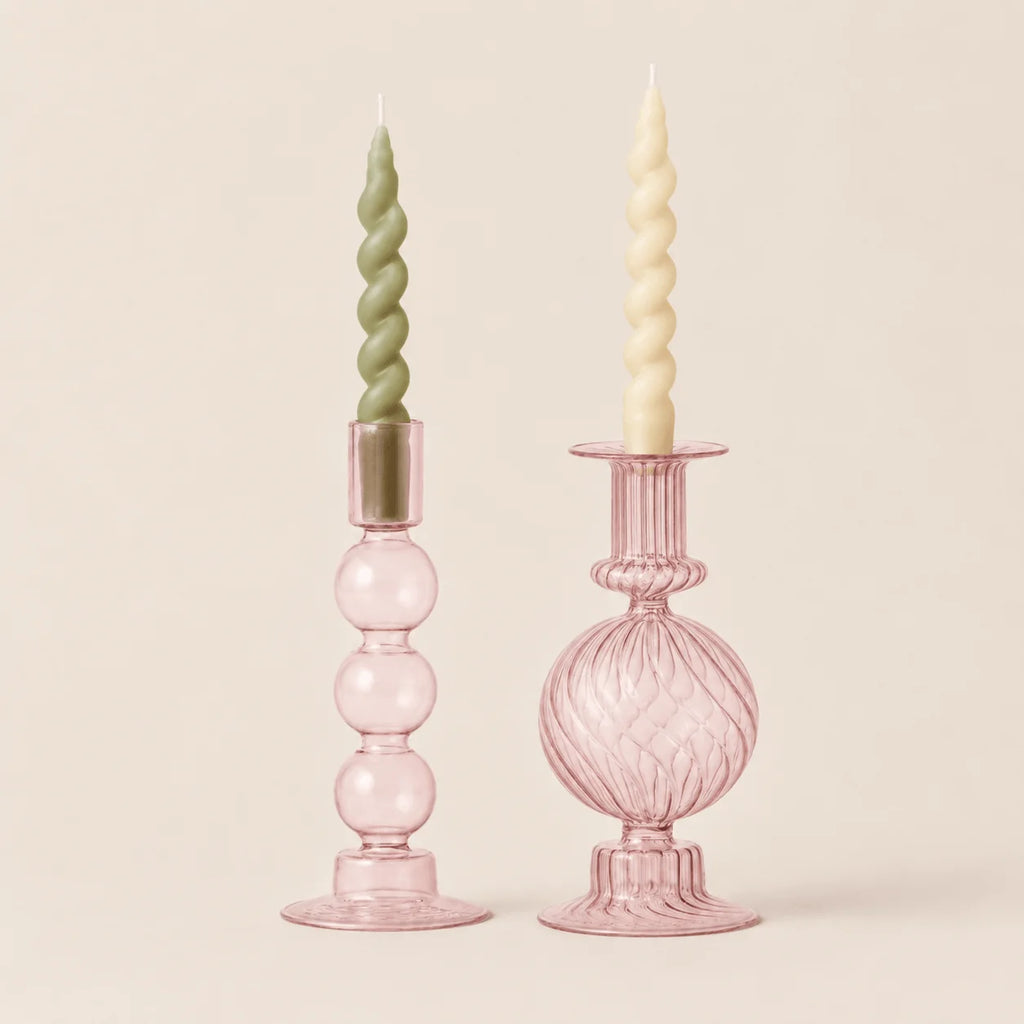StillAura crystal multicolored candle holders, European block cup candle decor on white surface.