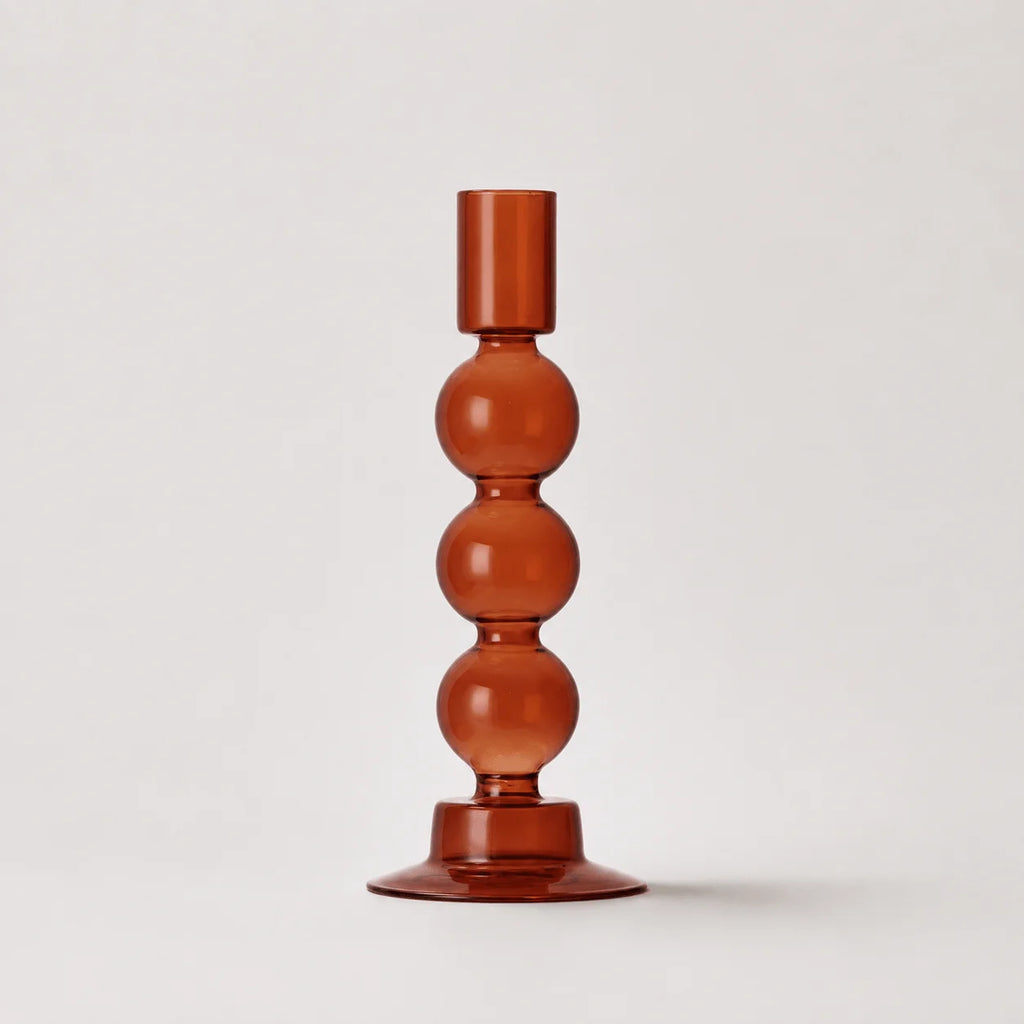StillAura borosilicate glass candle holder, elegant transparent glass candlestick for home decor.