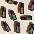 Six StillAura aromatherapy oil bottles arranged around their presentation box.
