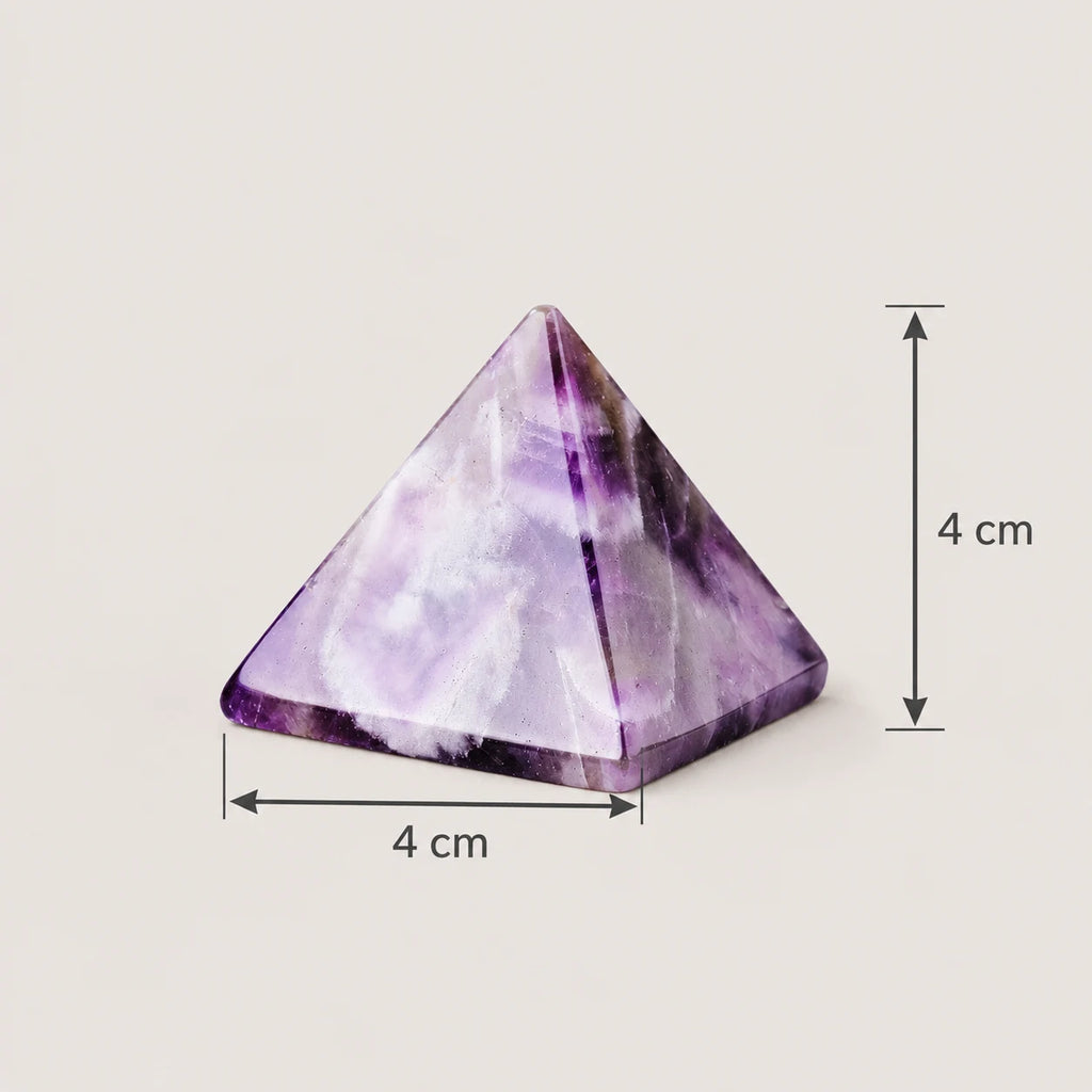 Dimensions of the pyramid crystal ornament: 4 cm wide and 4 cm high