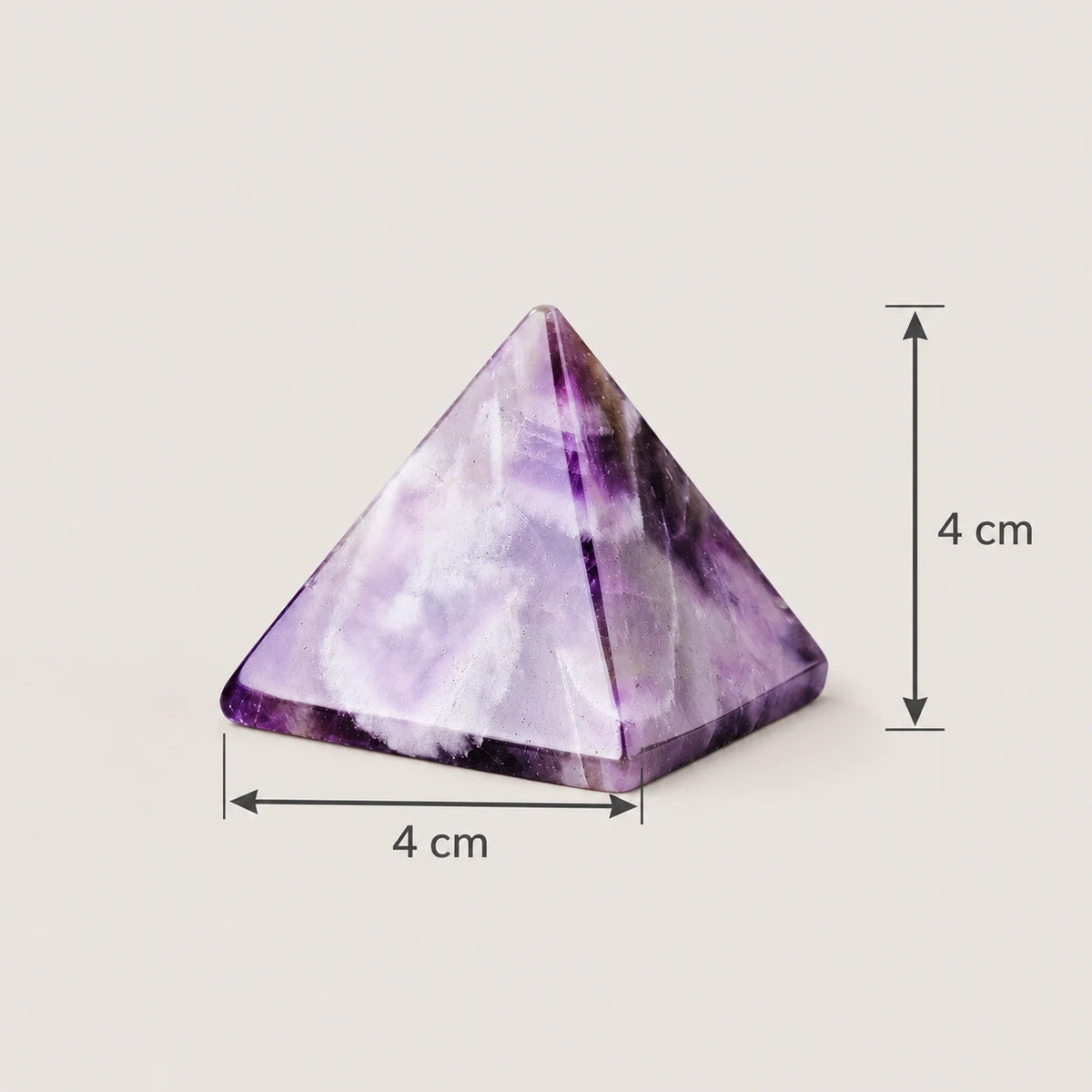 Dimensions of the pyramid crystal ornament: 4 cm wide and 4 cm high