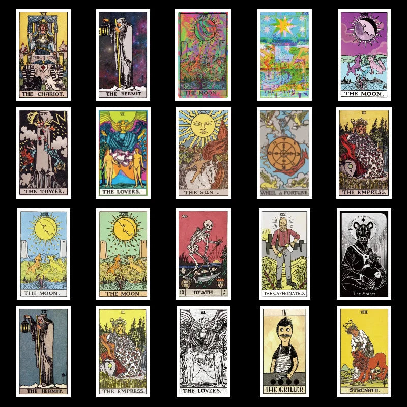 Moonveil Tarot Divination glossy PVC stickers, mystical tarot card designs for divination enthusiasts.