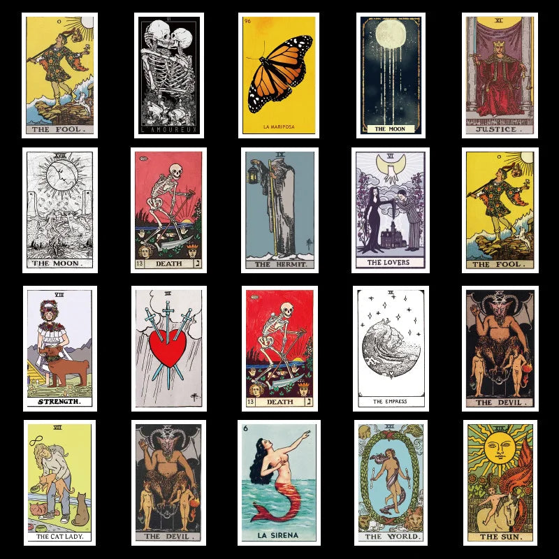 Moonveil Tarot Divination glossy PVC stickers, perfect for mystical tarot card journaling and crafts.