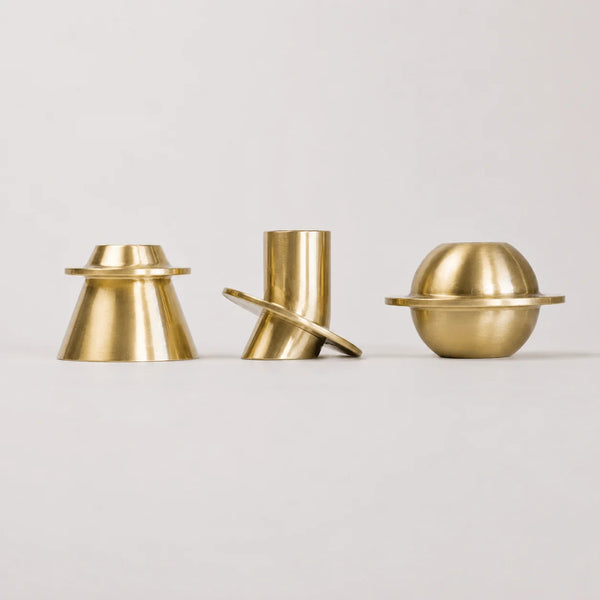 StillAura copper geometric candle holder, a modern table decoration and candlestick ornament.