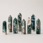 LumaStone green agate polished crystal column, a decorative crystal ornament for elegant home decor.