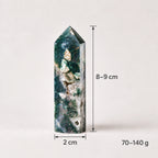LumaStone polished green agate crystal column for decorative crystal ornament.