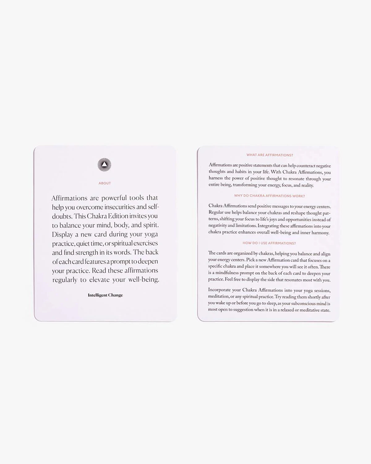 Mindful Affirmations for Chakra Balancing card deck by Intelligent Change