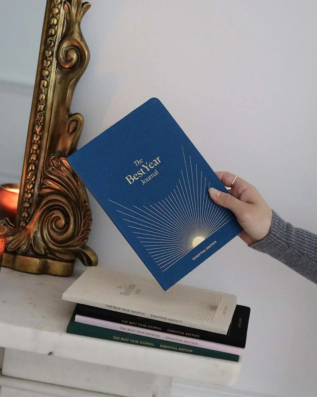 Intelligent Change Best Year Journal Essential Blue on a desk lifestyle view