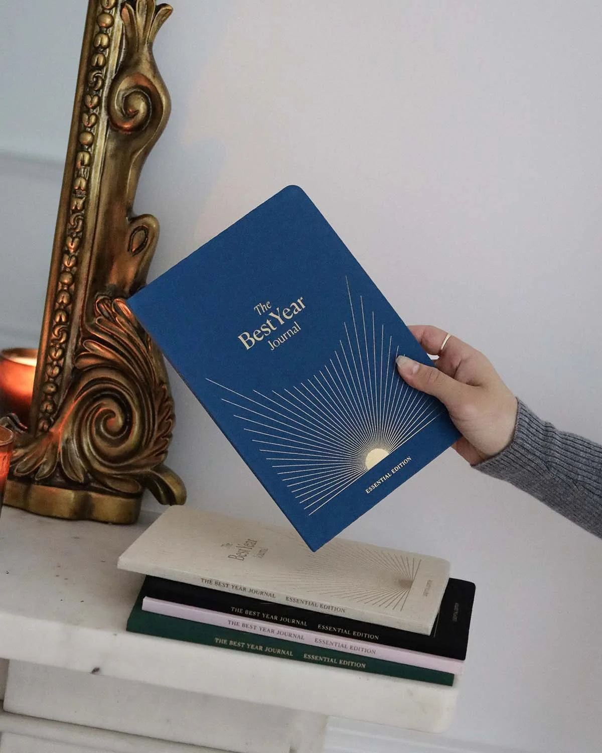 Intelligent Change Best Year Journal Essential Blue on a desk lifestyle view