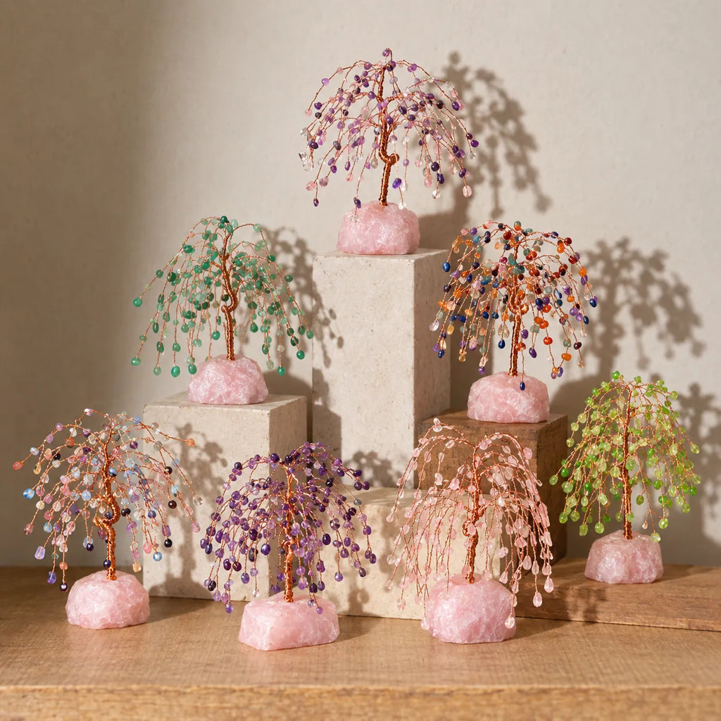 LumaStone crystal tree decor with pink crystal base