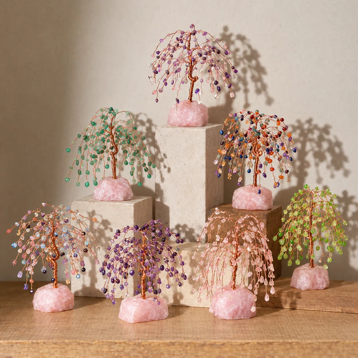 LumaStone crystal tree decor with pink crystal base