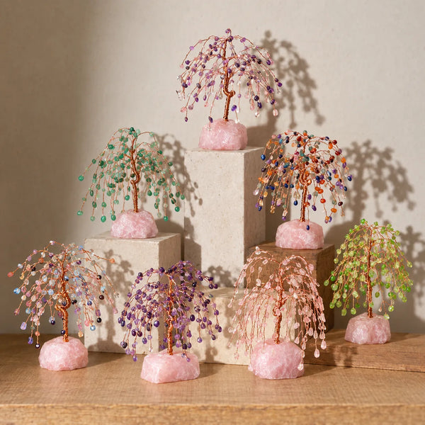 LumaStone crystal tree decor with pink crystal base