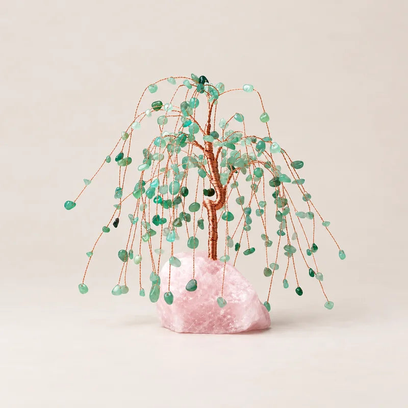LumaStone natural powder crystal base fortune tree with green crystal chips - Lvdong Tomb