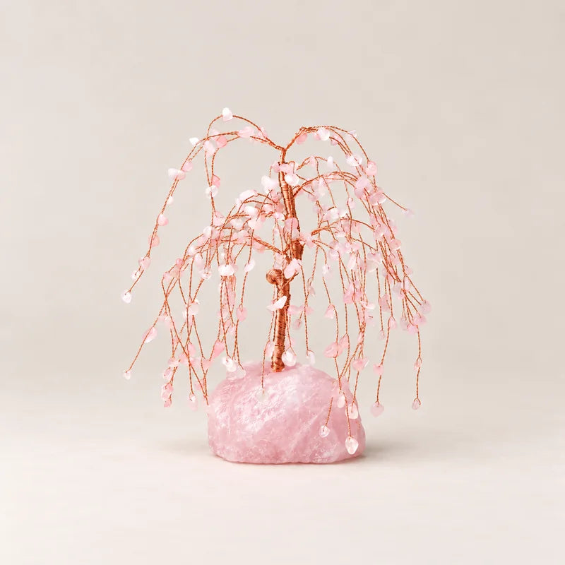 LumaStone crystal tree decor with pink crystal base - Pink crystal