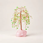 LumaStone crystal tree decor with pink crystal base - Green Agate