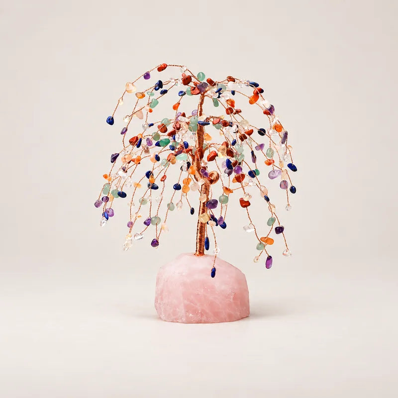 LumaStone crystal tree decor with pink crystal base - Colorful crystal