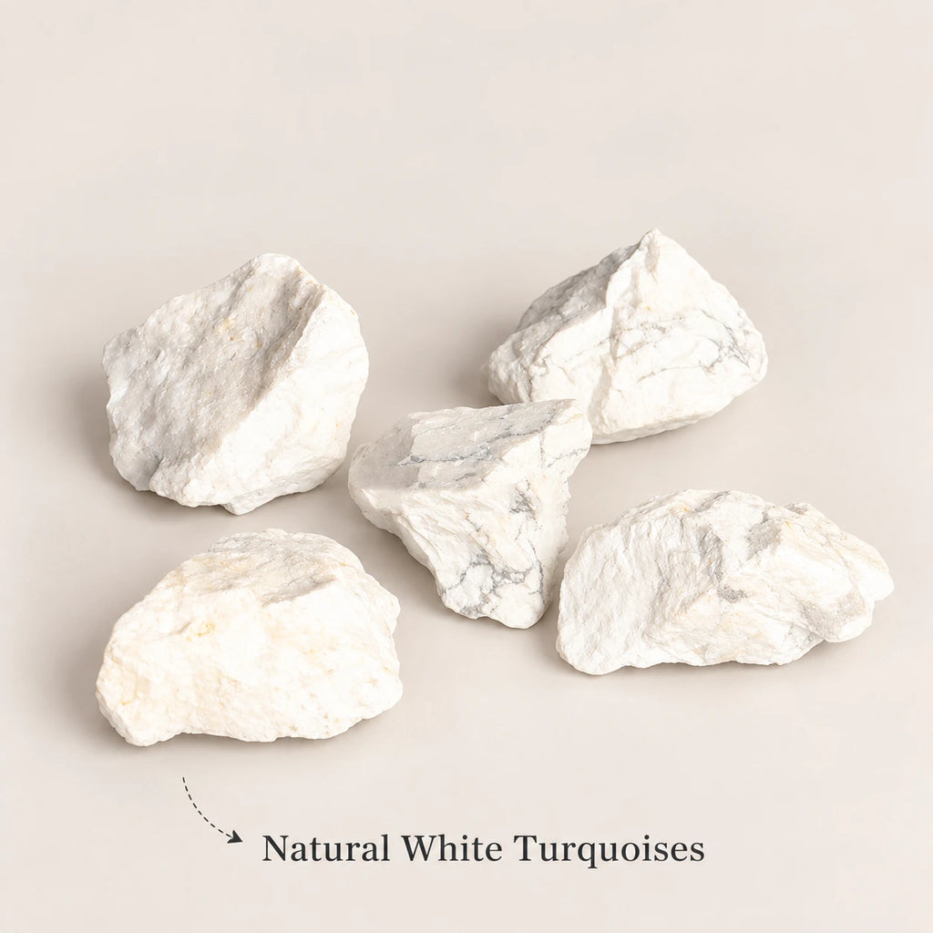 Natural white turquoise rough diffuser stones.