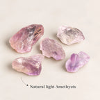 Natural light amethyst rough diffuser stones.