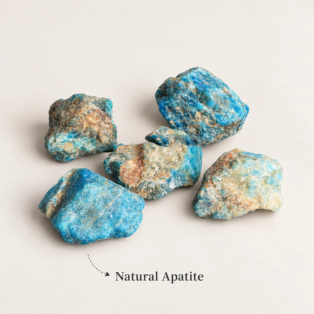 Natural apatite rough diffuser stones.